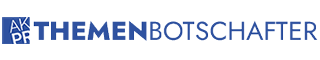 Blaues Logo mit der Schrift Themenbotschafter